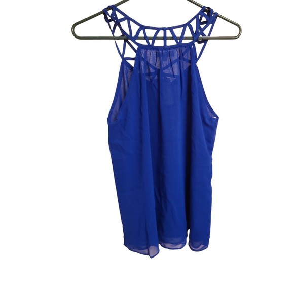 Mine women's blue sleeveless Top Blouse size S Shear Layered NWT - Picture 2 of 5